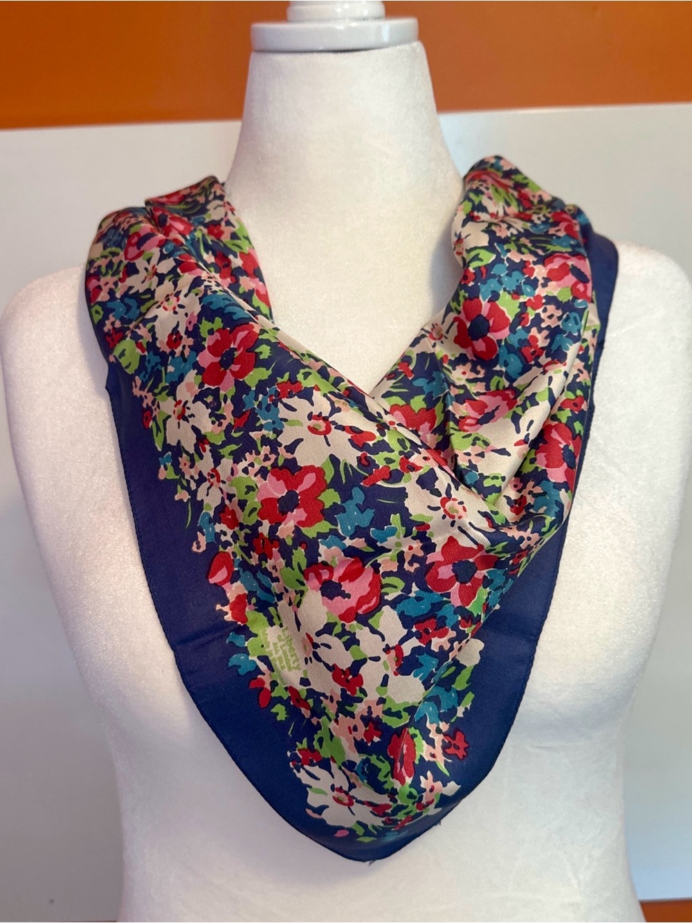 Vintage Liberty of London Silk Scarf - Floral Neckerchief 22"